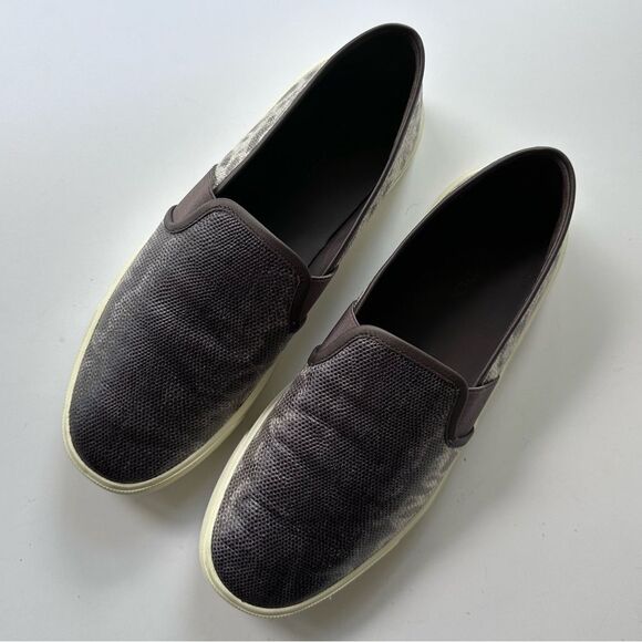 Vince Preston B Slip on Sneaker in Brown / Silver Lizard Embossed Leather Size 7 - Picture 9 of 15
